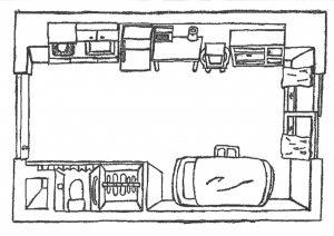 体験室の居室の平面図